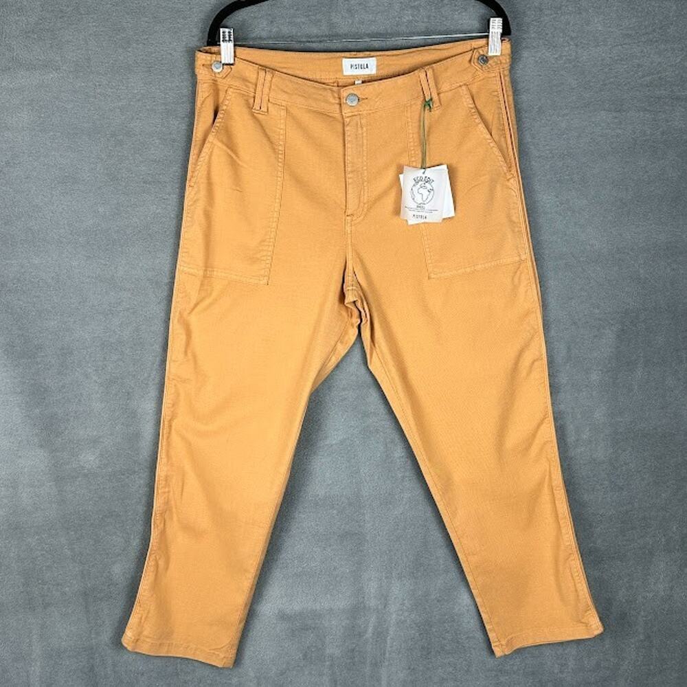 Pistola Pants Women 33 Mango Sorbet Erin High Rise Utility Crop Straight Neutral
